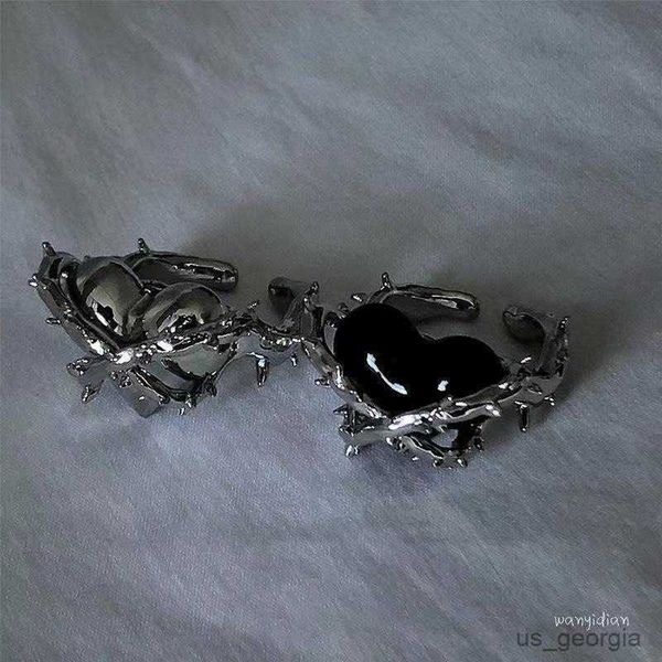 

band rings new fashion creative thorns love heart rings vintage open rings for women party jewelry engagement wedding gift, Silver