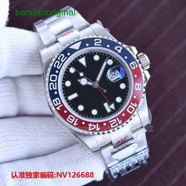 

automatic watch men mechanical gmt ii marster watches pepsi red and blue bezel oyster band 40mm batgirl black dial luxury men's watch 1, Slivery;golden