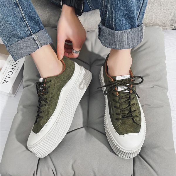 

men platform casual flat shoes male footwear man pu leather running sneakers comfortable no slip walking shoes, Black