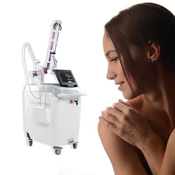 

2 in 1 multi-functional co2 lasers rf fractional skin tightening wrinkle reduction skin restoration rf beauty equipment fractional co2 laser, Black;white