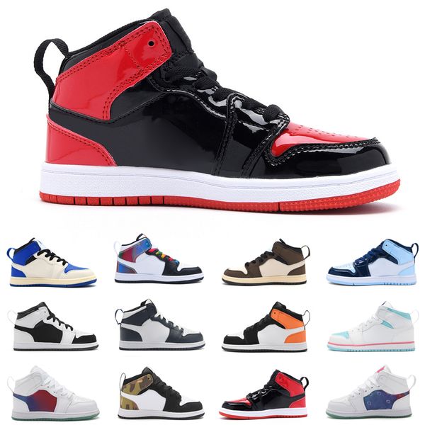 

og kids shoes 1s boys basketball 1 shoe children black mid high sneaker chicago blue trainers baby kid youth toddler size 28-35