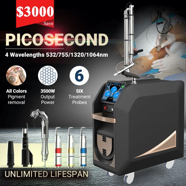 

picosecond tattoo removal pico laser beauty equipment 1064/532/755/1320nm picolaser ance treatment skin rejuvenation machine, Black