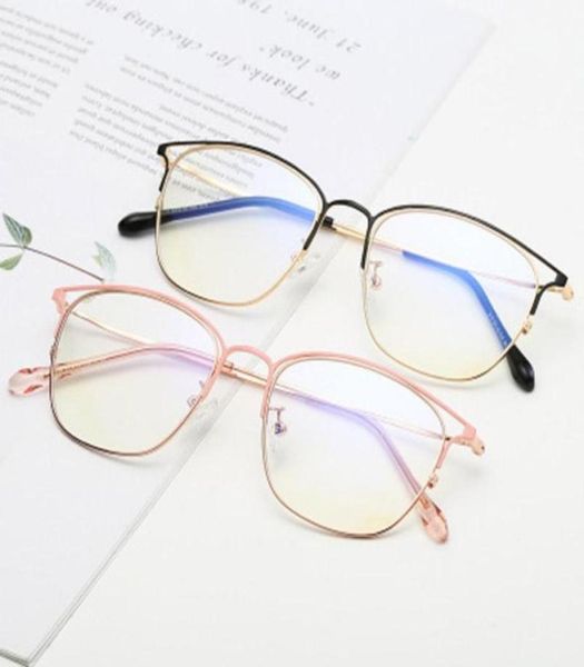 

fashion sunglasses frames cat eye flat mirror metal antiblue glasses men and women1765202, Black