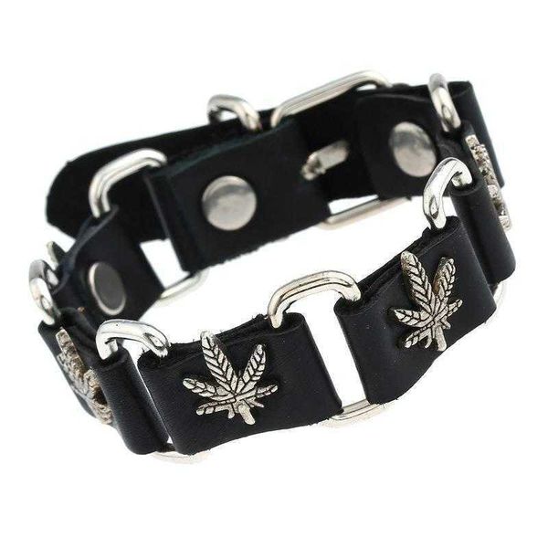 

export bracelet vintage alloy maple leaf artistic mens and womens leather cattle wholesale, Golden;silver
