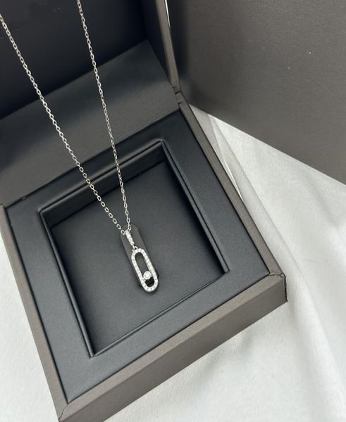 

luxury designer pendant necklace s925 sterling silver hollow french movable crystal classic square charm short chain choker for wo6913953