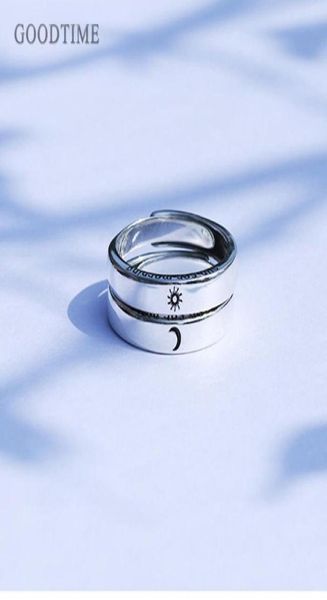 

cluster rings interesting 100 real 925 sterling silver wedding bridal ring jewelry sun moon shape for lovers valentine gift8494614, Golden;silver