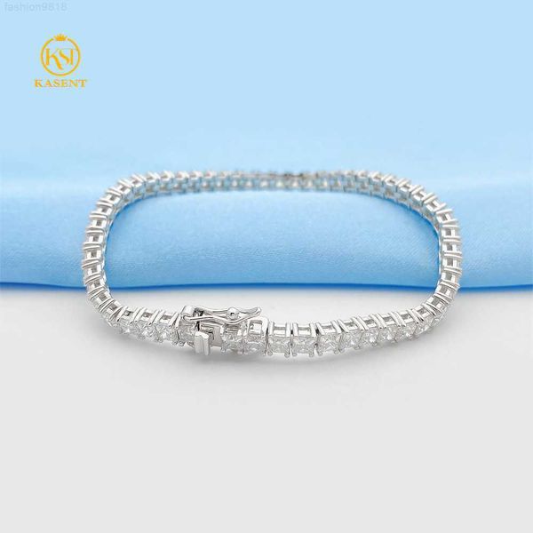 

the new iced out 925 sterling silver white gold tennis bracelet d color vvs square moissanite for women