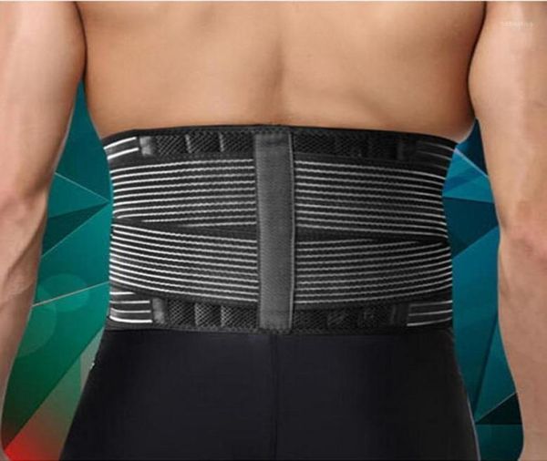 

men women waist guard double bandage protector 6 springs support lumbar brace outdoor sport lose fat belt5436535, Black;gray