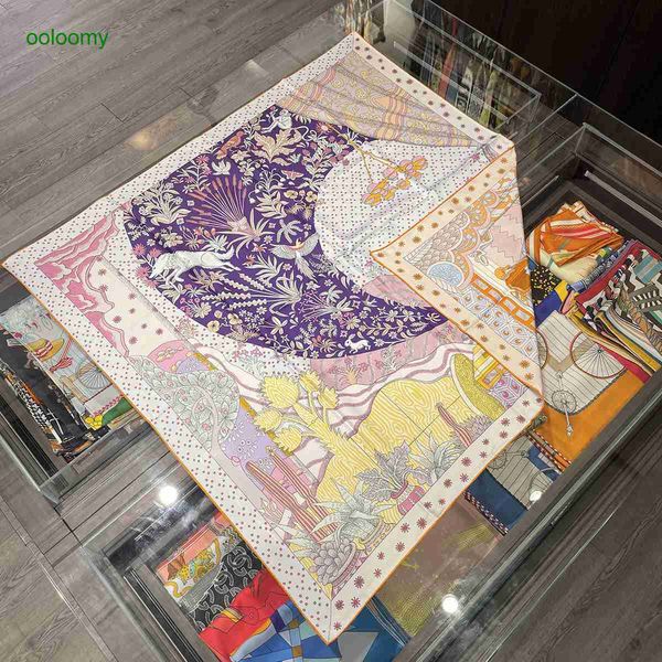 

hemres designer scarves times new voice spring double sided handmade curled women's versatile silk square scarf, Blue;gray