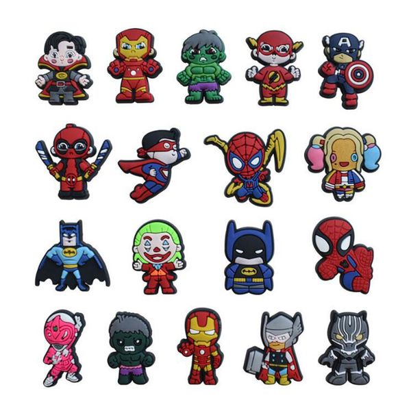 

superhero shoe charms wholesale shoes decorations shoe clips pvc buckles for shoes, White;pink