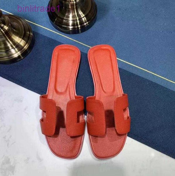 

2023 designer women slippers genuine leather sandals h summer oran sandals flat flip flop crocodile skin slides ladies beach sandal party we, Black