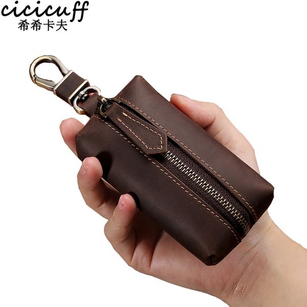 

bag organizer 100 real leather key case for household s housekeeper retro solid crazy horse holder high capacity 230509, Blue;pink