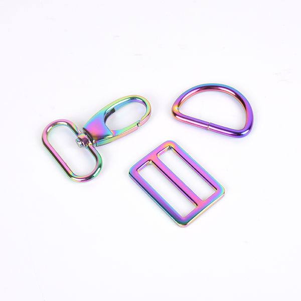 

bag parts accessories 1 14inch metal snap hook slider buckle d ring set handbag hardware kit rainbow color 230509, Black