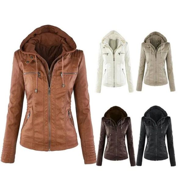 

wholesale- fashion leather women jacket 2023 ladies hoodies warm jacket noble women jacket, Black;white