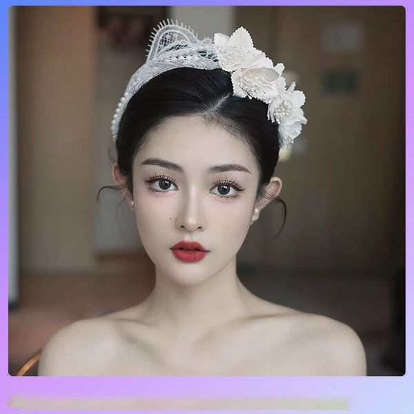 

qt-0113-a high grade handmade yarn, flower, bride's hair, hair, flower, pearl, flower, makeup, travel ps, princess crown jewelry, Silver
