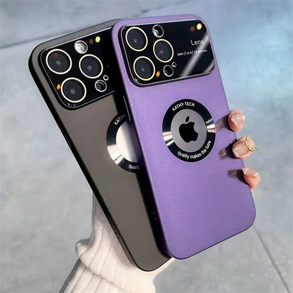 

luxury ultra thin pc phone case for iphone 14 pro max 14pro 12 13 11 pro max plus glass big window camera protector matte cover