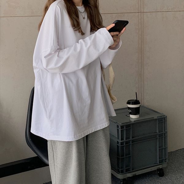 

women's tshirt ladies basic white tshirt casual long sleeve harajuku female spring autumn 230510