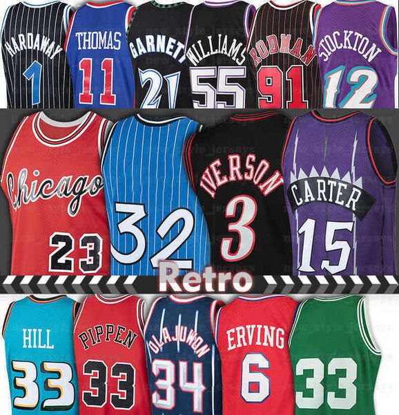 

23 michael basketball jerseys allen 3 iverson jason 55 williams dennis 91 rodman scottie pippen thomas vince 15 carter patrick 33 ewing tim, Black;red