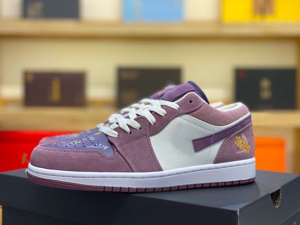 

2023 1s unity basketball shoes promotes positivity and equality 1 low international women's day purple smoke sail-purple designer sneak