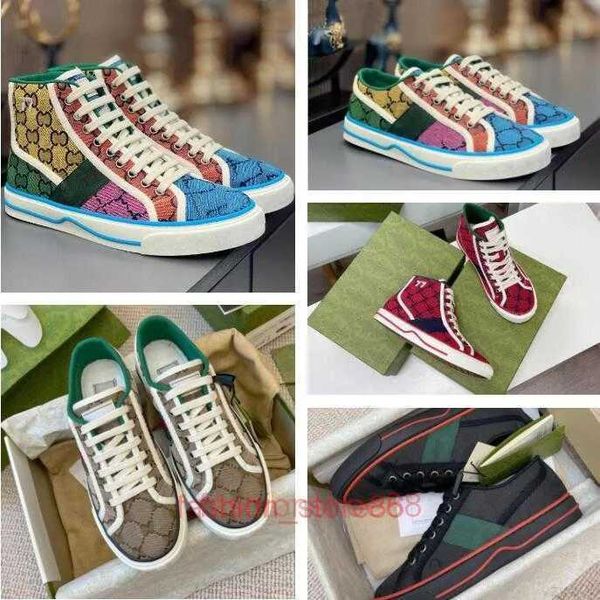 

tennis 1977 canvas casual shoes luxurys designers womens shoe italy green and red web stripe rubber sole stretch cotton low mens sneakers rj, Black
