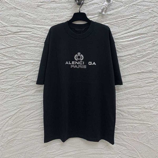 

men's hoodies sweatshirts summer b family small crown wheat print loose version men's and women's short sleeve t-shirt otol, Black
