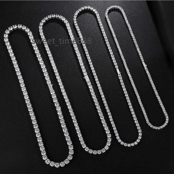 

custom iced out white gold mossinate diamond vvs tennis link chain mens necklace, Silver