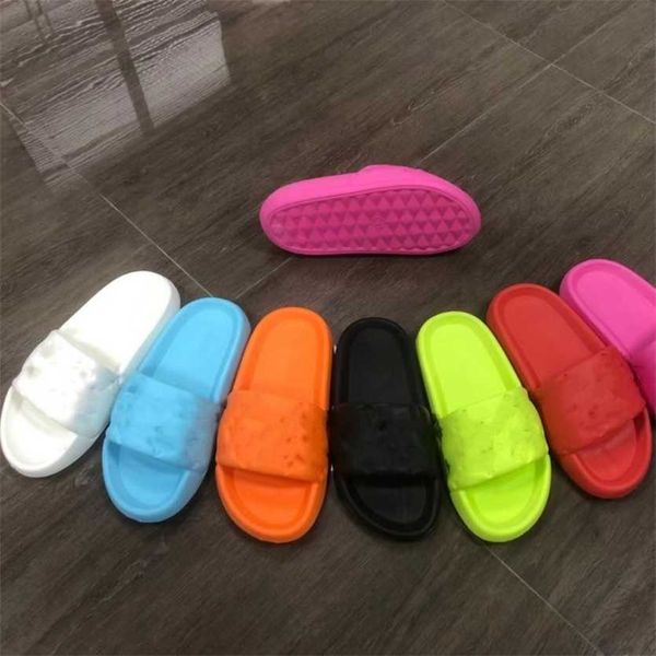 

2023 waterfront embossed slippers pool pillow mule rubber monograms slide beach sandals men women white orange black summer shoes size 36-45