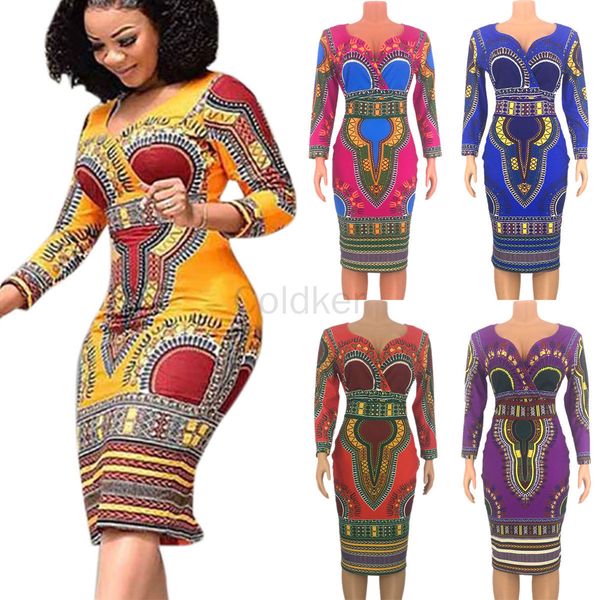 

ethnic clothing african dresses for women cosplay costume dashiki print tribal fashion vneck ladies clothes casual dress robe party 230510, Red