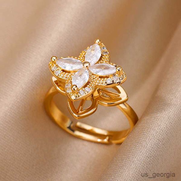 

band rings rotating adjustable rings for women fashion anti stress anxiety rings female aesthetic wedding jewelry, Silver
