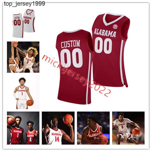 

custom nimari burnett alabama basketball jersey mark sears jahvon quinerly charles bediako jamychal green stitched brandon miller alabama cr, Black;red