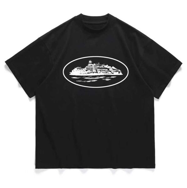 

2023 corteiz alcatraz t shirt men vintage graphic print hip hop street short sleeves tshirts fashion trends uk drill clothes hy, White;black