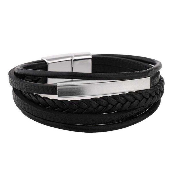 

arrival woven leather bracelet mens copper parts magnetic buckle rope, Golden;silver