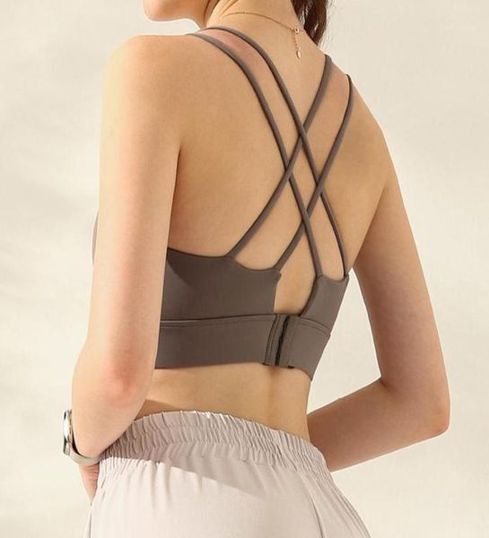 

gym clothing back cross strappy sports bra push up yoga padded women brassiere running fitness workout sportswear underwear se3463016, White;black