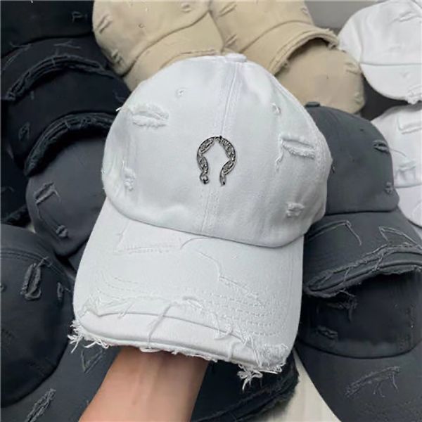 

designer cap fashion casual ripped hole made old craft baseball cap, Blue;gray