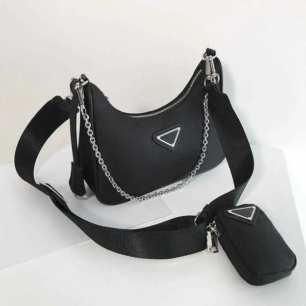 

3piece crossbody purse and handbag pink triangle bag womens nylon leather tote luxury re edition cleo saffiano shoulder bags mens 10a design