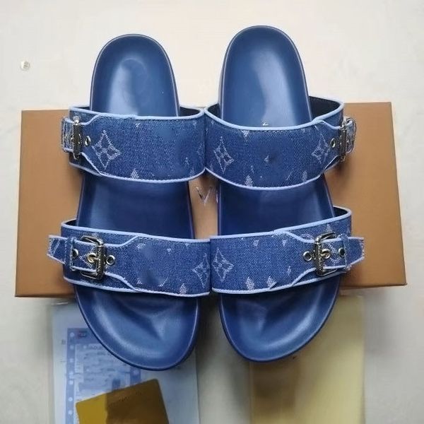 

designer leather slippers womens men sandals bom dia flat mule 1a3r5m cool effortlessly stylish slides 2 straps with adjusted gold buckles w, Black