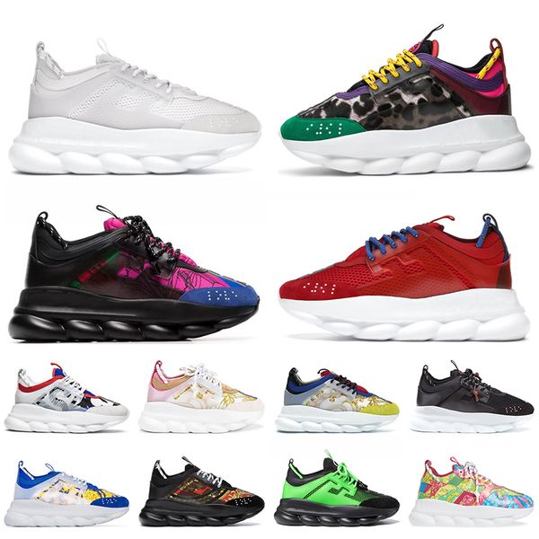 

italy luxury designer chain reaction shoes white mesh rubber suede black multi-color chainz casual fluo barocco platform sneakers bluette go