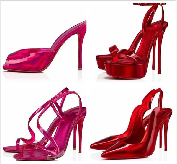 

dress shoes red high kate heels bottom luxury women designer back patent leather sandals pointed red toes sole 6 8  12cm heels pumps ing, Black