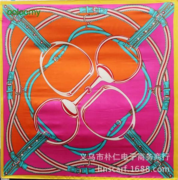 

hemres designer scarves park ren's new lin belt whip splice classic orange imitation silk square women's scarf, Blue;gray
