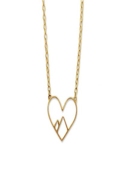 

5pcs tiny line hollow out open love heart mountain peak necklaces simple wire wrapped love heart necklaces for lovers couples jewe4746193, Silver