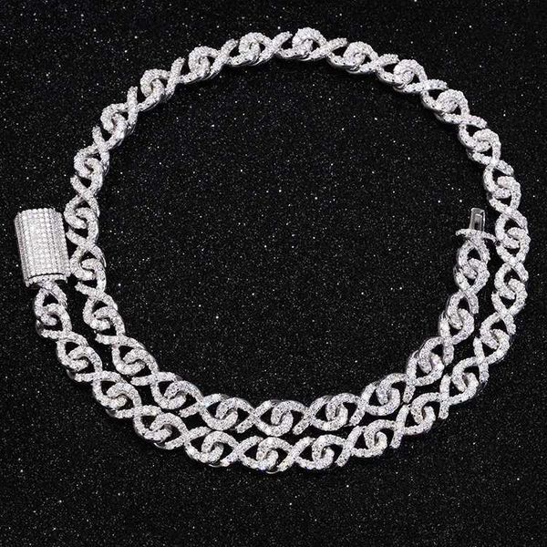 

customized 9mm s925 silver with ice out moissanite cuban chain rapper necklace hiphop link