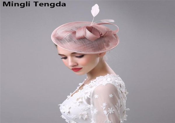 

mingli tengda vintage whiteblack wedding bridal hats linen feather women hat with hairpin chapeau mariage bridal acc8725399, White