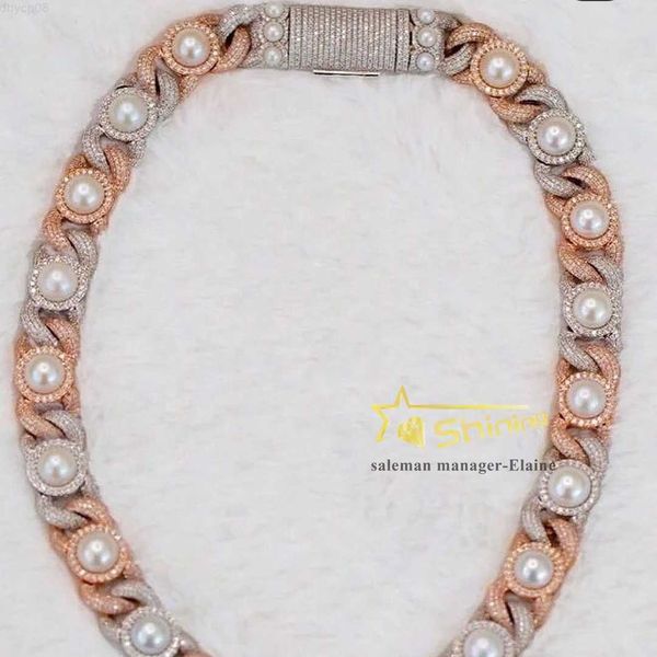 

hip hop vvs moissanite necklace 925 sterling silver icedd out cuban link chain