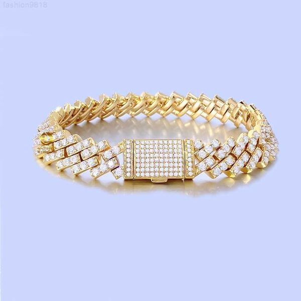 

10mm 8.5ctw 10k solid gold cuban bracelet iced out moissanite cuban bracelet, Silver
