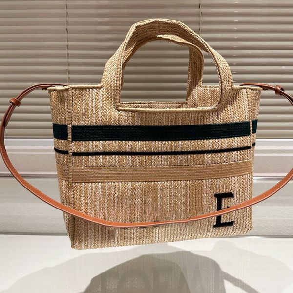 

handbag women tote bags drafted shoulder bag grass woven vegetable basket bags embroidered letter hand woven detachable leather shoulder str