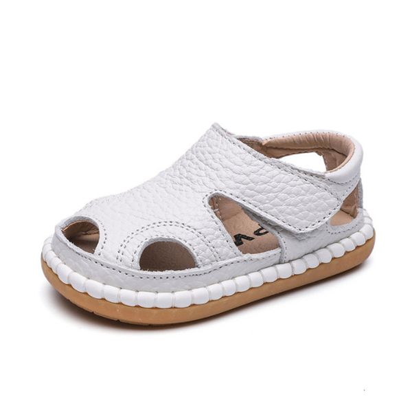 

sandals 2023 summer infant shoes genuine leather closed toe first walker soft sole cutouts fashion baby girls boys 230509, Black;red