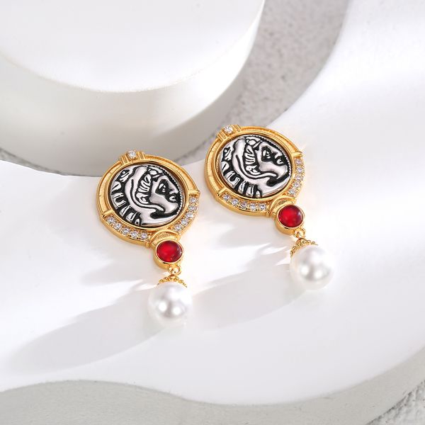 

vintage french elegant medieval earrings fashion accessories temperament s925 silver needle pearl earrings