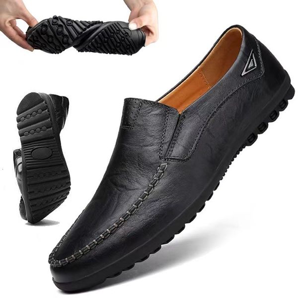 

dress shoes genuine leather men casual luxury brand 2023 mens loafers moccasins breathable slip on black driving plus size 3747 230509