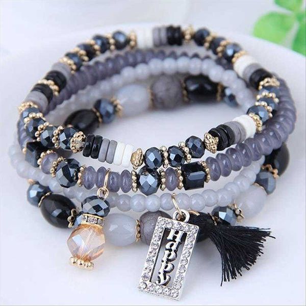 

crystal beads fashion womens multi layer bracelet ornament, Golden;silver
