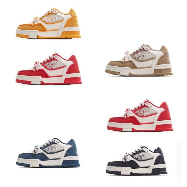 

kids children hook & loop trainer boys girls platform sneaker causal shoes fashion baby toddlers monograms leather sneakers white black pand